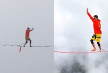 theindiaprint.com athlete breaks the world record by traversing 100 meters on a slackline in under t