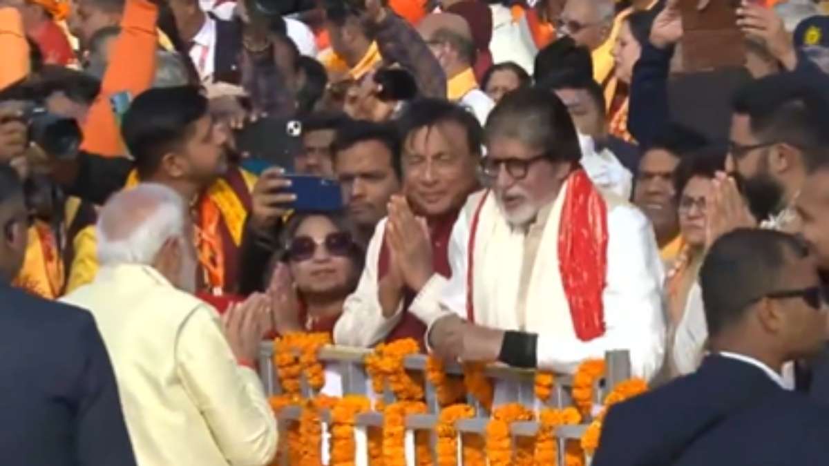 PM Modi converses with Amitabh Bachchan at Ram Temple as he greets famous people