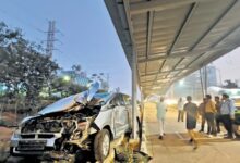 theindiaprint.com hyderabad no one wounded when a car collides with a solar roof cycling track on or