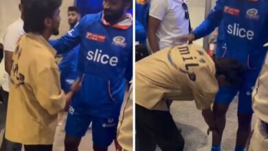 theindiaprint.com an ardent follower of hardik pandya touches his idols foot during the sunrisers hy