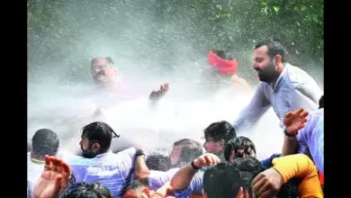 theindiaprint.com water cannons were deployed to remove the gathering during the bjp counter protest