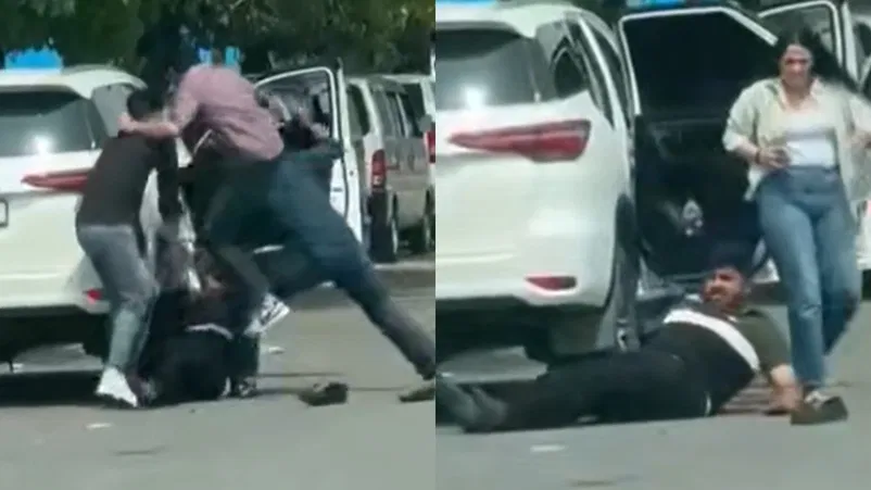Video: A law student is viciously attacked and hooliganism is seen on video outside Amity University in Noida